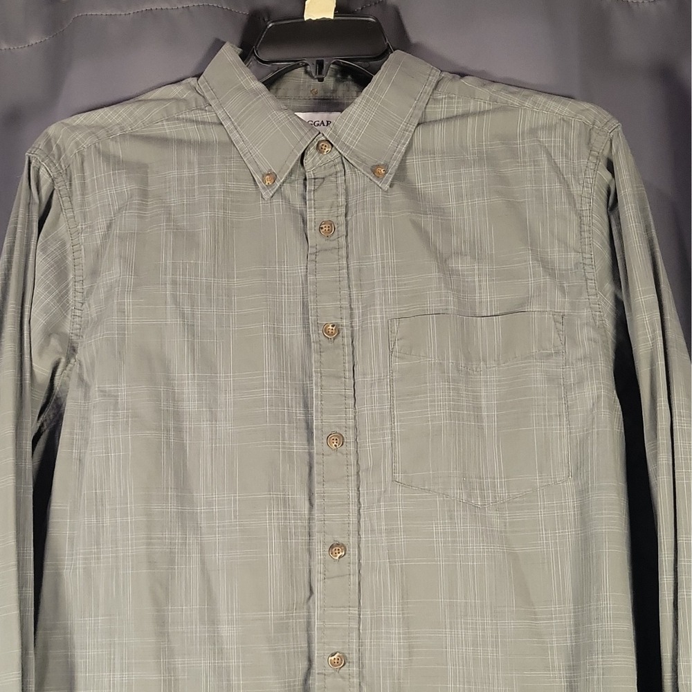 Haggar Men's LT Plaid Gray Woven Cotton/Poly Button-Down Shirt Pockets - Picture 3 of 13